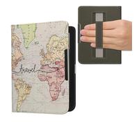 kwmobile Cover for Kobo Clara BW/Colour Case - eReader Cover with hand strap and auto sleep funktion - Travel with Black/Multicolor