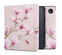 kwmobile Cover for Kobo Libra 2 Case - eReader Cover with auto sleep funktion - Magnolias with Pink/White/Dusty Pink