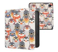 kwmobile Cover for Kobo Libra 2 Case - eReader Cover with auto sleep funktion - Penguins with Grey/Yellow/Brown