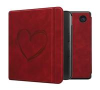 kwmobile Cover for Kobo Libra Colour Case - eReader Cover with auto sleep funktion - Brushed Heart with Dark Red