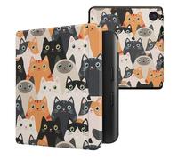 kwmobile Cover for Kobo Libra Colour Case - eReader Cover with auto sleep funktion - Cats with Orange/Black/White