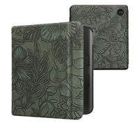 kwmobile Cover for Kobo Libra Colour Case - eReader Cover with auto sleep funktion - Embossing Flowers with Green