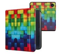 kwmobile Cover for Kobo Libra Colour Case - eReader Cover with auto sleep funktion - Rainbow Cubes with Multicolor/Green/Blue