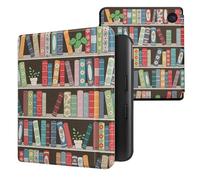 kwmobile Cover for Kobo Libra Colour Case - eReader Cover with auto sleep funktion - Summer Library with Blue/Green/Dark Pink