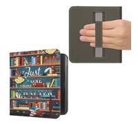 kwmobile Case Compatible with Kobo Libra Colour Case - PU Cover w/Strap - Library Motto Multicolor