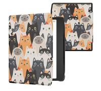 kwmobile Cover for Pocketbook Era/Era Color Case - eReader Cover with auto sleep funktion - Cats with Orange/Black/White