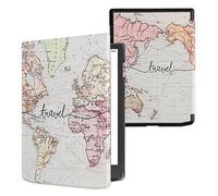 kwmobile Cover for Pocketbook InkPad 4 / Color 3 / Color 2 / Vivlio InkPad 4 / InkPad Color 3 Case - eReader Cover with auto sleep funktion - Travel with Black/Multicolor