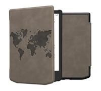 kwmobile Cover for Pocketbook Verse/Verse Lite/Pro/Color/Vivlio Light HD Case - eReader Cover with auto sleep funktion - Travel Outline with Grey