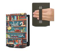 kwmobile Cover for Pocketbook Verse/Verse Lite/Pro/Color/Vivlio Light HD Case - eReader Cover with hand strap and auto sleep funktion - Library Motto with Multicolor