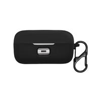 kwmobile Cover for Sennheiser MOMENTUM True Wireless 3 / true Wireless 4 Case - Silicone Cover for Earbuds Charging Case - Protective Headphone Holder with Carabiner Clip - Black