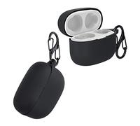 kwmobile Cover for Sony LinkBuds S Case - Silicone Cover for Earbuds Charging Case - Protective Headphone Holder with Carabiner Clip - Black