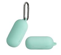 kwmobile Cover for Sony WF-C700N Case - Silicone Cover for Earbuds Charging Case - Protective Headphone Holder with Carabiner Clip - Mint