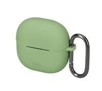 kwmobile Cover for Xiaomi Redmi Buds 8 Lite Case - Silicone Cover for Earbuds Charging Case - Protective Headphone Holder with Carabiner Clip - Light Green