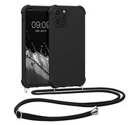 kwmobile Crossbody Case Compatible with Apple iPhone 12 / iPhone 12 Pro Case - TPU Silicone Cover with Strap - Black
