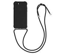 kwmobile Crossbody Case Compatible with Apple iPhone SE (2022) / iPhone SE (2020) / iPhone 8 / iPhone 7 Case - TPU Silicone Cover with Strap - Black