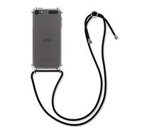 kwmobile Crossbody Case Compatible with Apple iPod Touch 6G / 7G (6th and 7th Generation) - Transparent TPU Cover w/Neck Strap - Transparent/Black