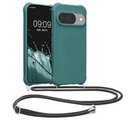 kwmobile Crossbody Case Compatible with Google Pixel 10 / Pixel 10 Pro Case - TPU Silicone Cover with Strap - Petrol
