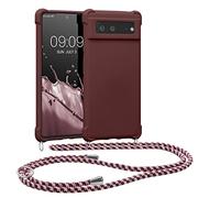 kwmobile Crossbody Case Compatible with Google Pixel 6 Case - TPU Silicone Cover with Strap - Bordeaux Violet