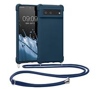 kwmobile Crossbody Case Compatible with Google Pixel 6 Case - TPU Silicone Cover with Strap - Dark Blue
