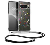 kwmobile Crossbody Case Compatible with Google Pixel 8 Pro Case Strap - Wildflower Vines Multicolor/Transparent