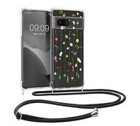 kwmobile Crossbody Case Compatible with Google Pixel 8a Case Strap - Wildflower Vines Multicolor/Transparent