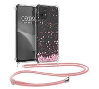 kwmobile Crossbody Case Compatible with Motorola Moto G84 5G Case Strap - Cherry Blossoms Pink/Dark Brown/Transparent
