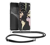 kwmobile Crossbody Case Compatible with OnePlus Nord 2T 5G Case Strap - Travel Black/Multicolor/Transparent