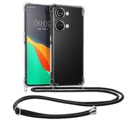 kwmobile Crossbody Case Compatible with OnePlus Nord 3 5G Case - Clear TPU Phone Cover w/Lanyard Cord Strap - Transparent/Black