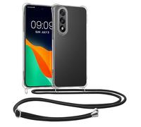 kwmobile Crossbody Case Compatible with OnePlus Nord 5 Case - Clear TPU Phone Cover w/Lanyard Cord Strap - Black/Transparent