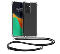 kwmobile Crossbody Case Compatible with Samsung Galaxy S21 Ultra Case - Clear TPU Phone Cover w/Lanyard Cord Strap - Transparent