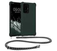 kwmobile Crossbody Case Compatible with Xiaomi 11T / 11T Pro Case - TPU Silicone Cover with Strap - Moss Green