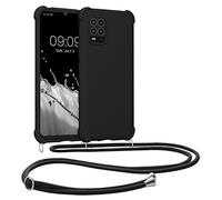 kwmobile Crossbody Case Compatible with Xiaomi Mi 10 Lite (5G) Case - TPU Silicone Cover with Strap - Black