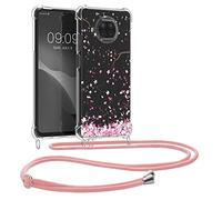 kwmobile Crossbody Case Compatible with Xiaomi Mi 10T Lite Case Strap - Cherry Blossoms Pink/Dark Brown/Transparent