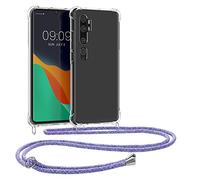 kwmobile Crossbody Case Compatible with Xiaomi Mi Note 10 / Note 10 Pro Case - Clear TPU Phone Cover w/Lanyard Cord Strap - Lavender/Violet/Light Blue/Transparent