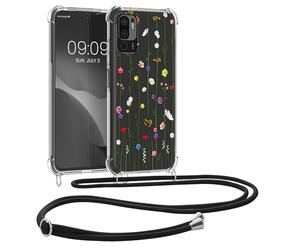 kwmobile Crossbody Case Compatible with Xiaomi Redmi Note 10 5G Case Strap - Wildflower Vines Multicolor/Transparent