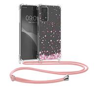 kwmobile Crossbody Case Compatible with Xiaomi Redmi Note 11 Pro/Note 11 Pro (5G) / Note 12 Pro (4G) Case Strap - Cherry Blossoms Pink/Dark Brown/Transparent