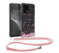 kwmobile Crossbody Case Compatible with Xiaomi Redmi Note 12 Pro+ 5G / Note 12 Pro Plus 5G Case Strap - Cherry Blossoms Pink/Dark Brown/Transparent