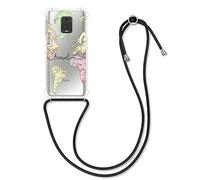 kwmobile Crossbody Case Compatible with Xiaomi Redmi Note 9S / 9 Pro / 9 Pro Max Case Strap - Travel Black/Multicolor/Transparent