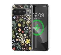 kwmobile Crystal Clear Phone Case Compatible with Google Pixel 10 Pro XL Case - Compatible with MagSafe - Protective TPU Acrylic Clear Cover - Charming Flowers
