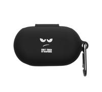 kwmobile Design Cover for Anker Soundcore V20i Case - Silicone Cover for Earbuds Charging Case - Protective Headphone Holder with Carabiner Clip - White/Black/Black