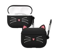 kwmobile Design Cover for Apple Airpods Pro 2 Case - Silicone Cover for Earbuds Charging Case - Protective Headphone Holder with Carabiner Clip - Black/White
