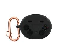 kwmobile Design Cover for Huawei Freebuds 5i Case - Silicone Cover for Earbuds Charging Case - Protective Headphone Holder with Carabiner Clip - Black