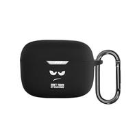 kwmobile Design Cover for JBL Tune 230 NC TWS / T230NC / T235NC Case - Silicone Cover for Earbuds Charging Case - Protective Headphone Holder with Carabiner Clip - White/Black/Black