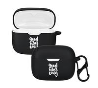 kwmobile Design Cover for JBL Tune 230 NC TWS / T230NC / T235NC Case - Silicone Cover for Earbuds Charging Case - Protective Headphone Holder with Carabiner Clip - White/Black
