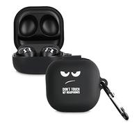 kwmobile Design Cover for Samsung Galaxy Buds 2 Pro/Buds 2 / Buds Live Case - Silicone Cover for Earbuds Charging Case - Protective Headphone Holder with Carabiner Clip - White/Black/Black