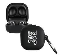 kwmobile Design Cover for Samsung Galaxy Buds 2 Pro/Buds 2 / Buds Live Case - Silicone Cover for Earbuds Charging Case - Protective Headphone Holder with Carabiner Clip - White/Black