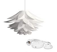 kwmobile DIY Puzzle Lampshade Kit - Lotus Flower Jigsaw IQ Lamp Shade with 90cm Cable Ceiling Light Mount and E27 Bulb Socket - Diameter 50cm - White
