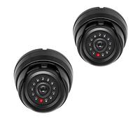 kwmobile Dummy Camera with Light - Fake CCTV Security Surveillance Dome with Flashing LED Lights - Theft Deterrent - Black, x2