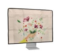 kwmobile Dust Cover for 27-28" monitor - Linen Monitor Protector with Design - Watercolor Flowers Dusty Pink/Violet/Yellow