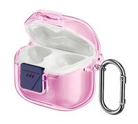 kwmobile Earphones Case for JBL Tune Flex 2 Case - Clear TPU Silicone Earbuds Cover - Pink/Transparent